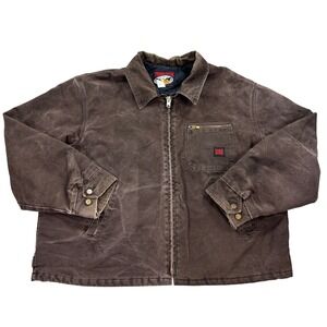 Vintage Tough Duck Jacket Men's 3XL Brown Canvas Quilted Lined Barn Coat Canada